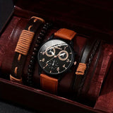 Men'S Bracelet Watch Set Single Calendar Watch Fake Three Eye Watch Canvas - Black - Size 13 V1347-DSZ-001-001-BLK-13