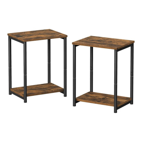 VASAGLE Side Table Set of 2 Vintage Brown with Storage Shelf V227-9101101041471