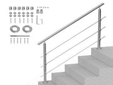 Handrails for Outdoor Steps, 59 in Length 3 Crossbars Stair Hand Rail Kit, Transitional Stainless V952-BXGSLZFS150CBU3NGV0