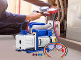3CFM 84 L/M 1-Stage, Refrigerant Vacuum Pump Refrigeration Gauges A/C Air Conditioning 1440 RPM 1/4 V952-3CFM1-4HPZKBZJ001V3