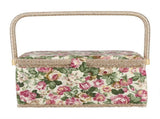 Fabric Floral Printed Sewing Basket Craft Box Household Sundry Storage Organizer with Handle V1294-YM0901-JY01858