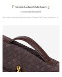 Retro Woven Baguette Handbag for Women Suede Texture PU Leather Shoulder Crossbody Bag Elegant V888-ELOSUNG41395