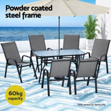 Gardeon 7PC Outdoor Dining Set Table and Chairs Patio Furniture Bistro Set Garden Grey FF-DINING-140-7PCS-GE