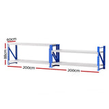 Giantz 2x 0.9M Garage Shelving Workbench Warehouse Rack WR-F-20060-900BG-ABX2