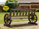 Gardeon Outdoor Garden Bench Wooden 2 Seater Wagon Chair Patio Furniture Brown ODF-WAGON-V-CC