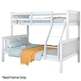 Kingston Slumber Single Over Double Wooden Bunk Bed Frame, Triple Solid Pine 2-in-1 Modular Design, V219-BEDDBBKS12WA