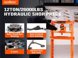 12-Ton Hydraulic Heavy Duty Floor Shop Press H-Frame Straightening Metal Garages V465-82024