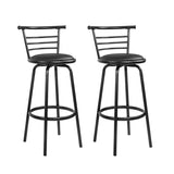 Artiss 2x Bar Stools Swivel Leather Padded Metal BA-TW-T5033A-BKX2