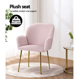 Artiss Dining Chairs Set of 2 Velvet Armchair Pink UPHO-C-DIN-5220-VEL-PKX2