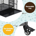 i.Pet Dog Cage Crate Large Puppy Cat Anti-Bite Pet Kennel Wheels w/Tray Metal PET-DOG-CAGE-95