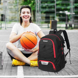 Basketball Backpack with Sneaker Compartment, Football Sports Training Bag with Red Zipper V1308-DSZKI-318