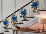 Christmas Swag Wreath 2024,Cordless Stairway Trim,Hanging Stair Teardrop Swag Garlands,Christmas V1192-AZ-W-10069