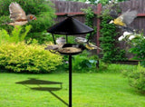 Birds Feeder With Iron Ground Mounted Ring Stand, Large Platform Feeder Tray - Standing Iron V1366-AZ2-W-26889
