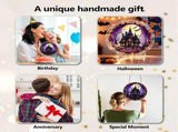 Spooky Halloween Castle Acrylic Puzzle Suncatcher, Hanging Ornament Decoration, Unique Puzzle Pieces V1369-AZ3-W-15358