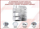 11 Drawers Clear Acrylic Tower Organiser Cosmetic jewellery Luxury Storage Cabinet V63-831611