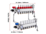 7-Branch Heat Manifold, 1/2" PEX Tubing Manifold, Stainless Steel PEX Manifold for Hydronic V952-DRFSQBXG7HLG5ODPQV0