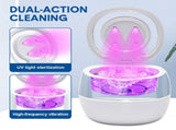 Ultrasonic UV Cleaner Portable 42khz Dual Mode Cleaner 180-220ml with Chamber and Timer for Dentures V985-ULTRASONICCLEANER