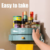 Rotating Spice Rack Holder with Drawer Wall Mounted Kitchen Spice Shelves Bathroom Kitchen V1294-YM0715-10346978