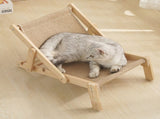 Adjustable Wooden Cat Lounge Chair - Comfortable Woven Hammock for Cats V888-ELOSUNG10733