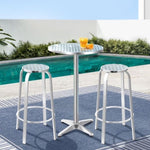 Gardeon 3-Piece Outdoor Bar Set Bistro Table Stools Adjustable Round Cafe FF-TABLESET-ROUND