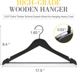 TOPIA HANGER Premium Wooden Hangers, Luxury Boutique Wood Hangers with Extra Thick Hook and Non Slip V1258-DP02-F-225