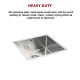 490x440mm Handmade 1.2mm Stainless Steel Undermount Topmount Kitchen Laundry Sink with Waste V63-770015