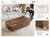 Fittro 3-in-1 Lift Top Coffee Table with 4 Chairs, Dining Table Work Desk Built-in Storage, MF-CT-W4C-WAL-AB
