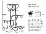 4-Tier Heavy Duty Plant Potted Stand Flower Planters Display Rack Outdoor Indoor V767-XJJ467-BK-G2