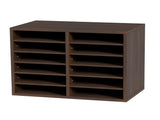 Wood Literature Organizer Adjustable File Sorter 12 Compartments Brown V952-MZWJZLFPJBH12X5B4V0