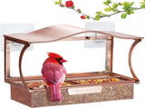 Stainless Steel Window Bird Feeder with Suction Cups, Transparent Weather-Resistant Feeding Station V1189-LC-HW-00026