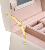 Three-Layer Jewelry Organizer Box with PU Handle, Lockable Display Case for Earrings, Necklaces, V1259-DP01-A-2824