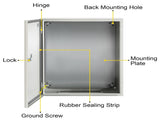 NEMA Steel Enclosure, 50 x 40 x 15 cm NEMA 4X Steel Electrical Box, IP66 Waterproof & Dustproof, V952-DQXJSTCFS50X40X15V0