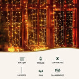 3X6M Christmas Lights Curtain Light 960 LED RGB Remote Jingle Jollys XMAS-CUR600-6M-WARM-MC