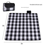 Waterproof Foldable Picnic Blanket with Handle - 2x2m Black and white large grid V888-ELOSUNG25115