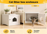 i.Pet 49x51cm Cat Litter Box Enclosure Hidden Litter Tray Cabinet White PET-CLBC-49X51-WH