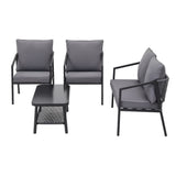Gardeon 4 Seater Outdoor Sofa Set 4PCS Table Chair Setting Patio Furniture ODF-SOFA-4PCS-MEL-ROPE-BK