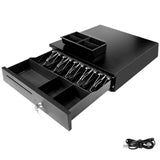 Heavy Duty Metal Cash Drawer, 5 Note&6 Coin Trays,Black V1181-OF011-BK