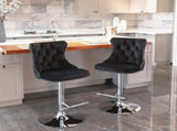 4x Height Adjustable Swivel Bar Stool Velvet Studs Barstool with Footrest and Chromed Base- Black V226-SW1712BK-2