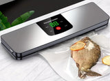 silver Rechargeable Vacuum Sealer with USB Port, designed for preserving food in both dry and wet V1232-ZKJ001