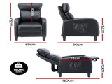 Artiss Massage Recliner Chair Small Recliner Sofa for Adults PU Leather Black RECLINER-A1-MSG-BK