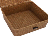 3 Pcs Hand Woven Storage Box Stationery Snacks Jewelry Storage Woven Basket with Lid for Home V1294-YM0901-3115250090311