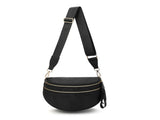 Black Trendy Sling Bag - Women's Crescent Crossbody Purse with Wide Adjustable Strap V888-ELOSUNG33365