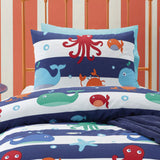 Jiggle & Giggle Sea Creature Quilt Cover Set Double V442-PIL-QUILTCS-SEACREATURE-NAVY-DS