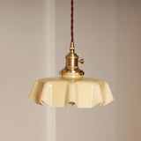 Retro French Cream Glass Ceiling Light Cream Yellow, E27 6W, Diameter, 220mm V1237-ZY-528-286