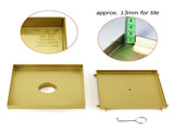 Brushed Gold Large 200mm Tile Insert Floor Drain Shower Grate 50mm Waste Outet V1233-SQTI01200D50BG