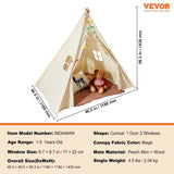 Kids Play Tent, Teepee Tent for Kids 1-5 Years Old, Toddler Tent with Mat and Plush Decorative V952-GJSETZPZXJCKHHZ4UV0