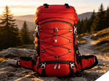 Adjustable Volume Outdoor Rucksack 60L Red,Nylon Travel Backpack With Rain Cover,Durable Pack for V1221-XM-LB5241-ZS166