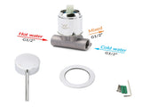 Bathroom Chrome Round Pin Lever Handle Hot Cold Water Tapware Shower Mixer Valve V1233-KRD201CR60