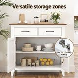 Artiss Buffet Sideboard Storage Cabinet Kitchen Cupboard Hallway 2 Drawers White FUR-Z-SID90-WH-AB