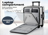 Wanderlite 20" Luggage Suitcase Front Pocket Travel Carry On Dual TSA Silver LUG-ABS-POK-20-SV